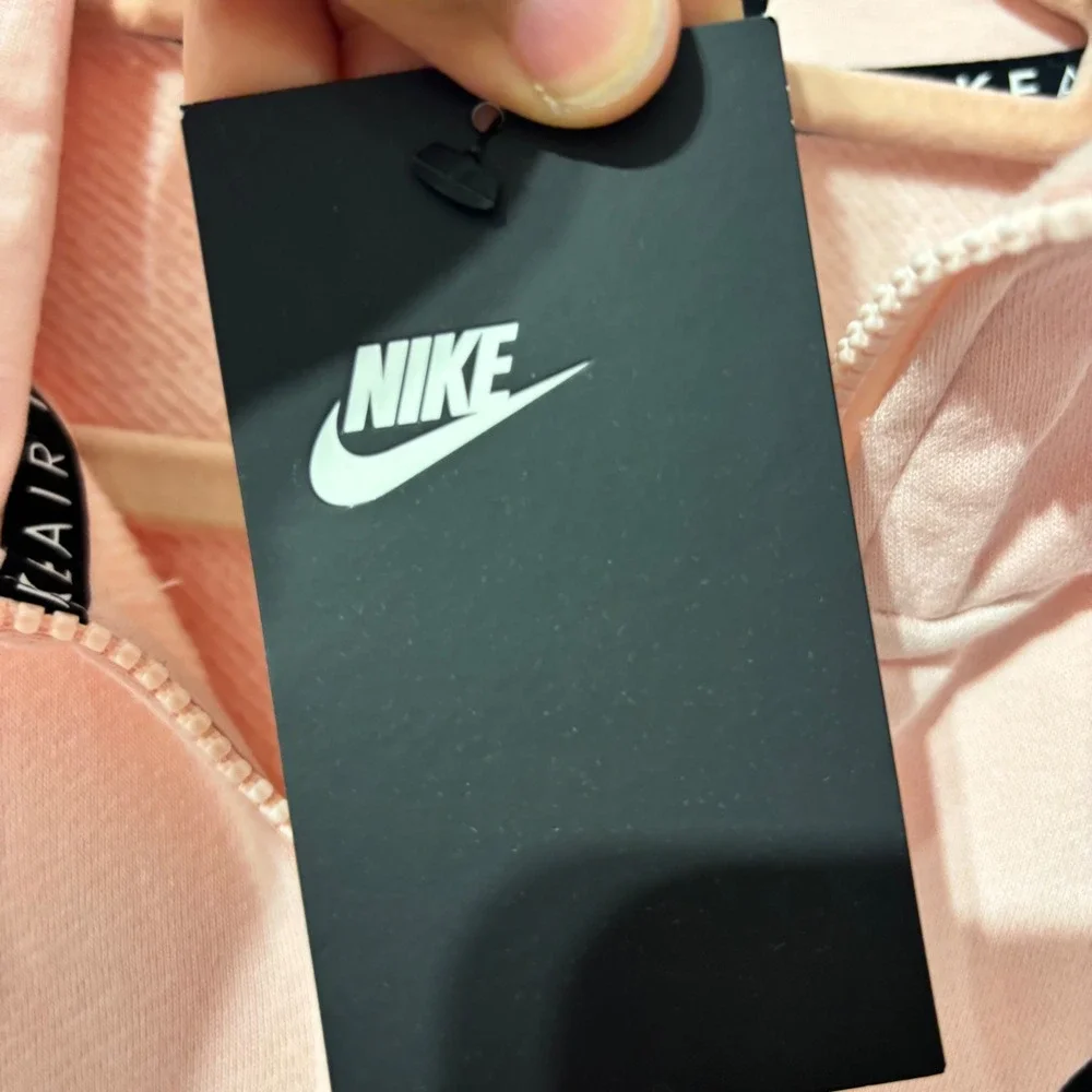 Nike Air Womens Pink Cropped Quarter Zip Sweatshirt Pants Set Athletic NEW L